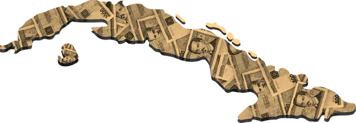 Mapa de Cuba con billetes